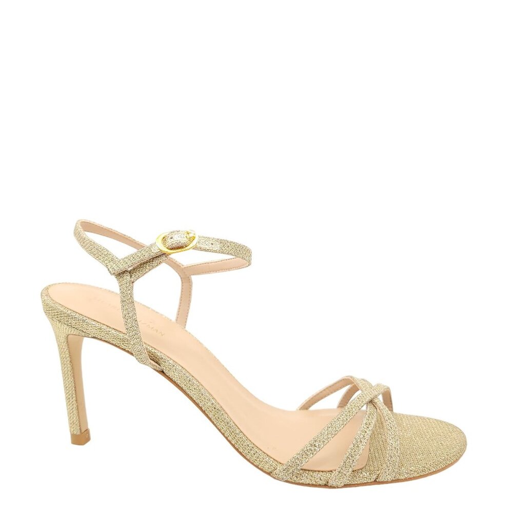 NEW Stuart Weitzman Starla 80 Sparkle Sandals Women 10 Gold Chic Luxury Designer